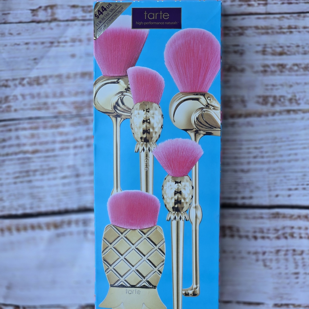Tarte Let’s Flamingle Brush Set – Limited Edition 5pc, New in Box